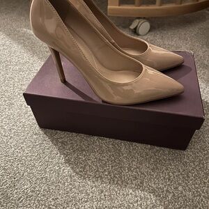 Elegant Nude Patent Leather Heels